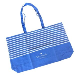 Kate Spade Basket Stripe Canvas Beach Shopping Tote Blue and White